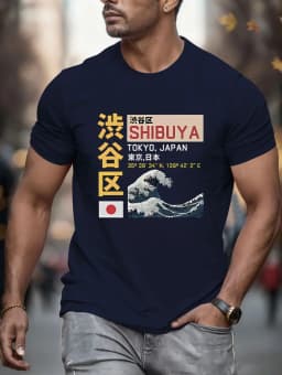 New Summer Men's Japan Tokyo Letter 3D Print T-Shirts Short Sleeves Tee Shirt Oversized Fashion Tops Casual Tees Men's Clothing