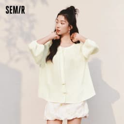 Semir Women Shirt 7/8 Lantern Sleeve Tassel Oversized Texture Shirt 2026 Summer Artistic Style