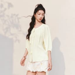 Semir Women Shirt 7/8 Lantern Sleeve Tassel Oversized Texture Shirt 2026 Summer Artistic Style
