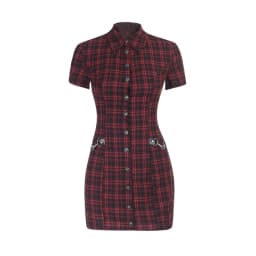 AltGoth Harajuku Vintage Red Plaid Dress Women Dark Gothic Streetwear Y2k E-girl Emo Alternative Grunge High Waist Bodycon Dress