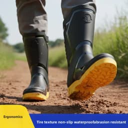 Trendy and Fashionable Men's Black and Red Medium and High Rain Boots Outdoor Extra Large Size Black Anti-fouling Water Boots