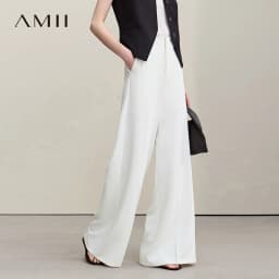 Amii Women Pants 2026 Summer Loose Casual Wide Leg Trousers Soft Drape Fabric Office Commute Elegant Long Clothes Women 12621076