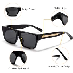 CATERSIDE Men Fashionable Sunglasses Thick Square Frames Personalized Design Outdoors Travel Versatile Essential Glasses UV400