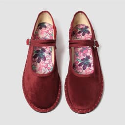 2026 Spring Designer Ballet Flats for Women Luxury Velvet Floral Pattern Buckle Design Mary Jane Shoes Elegant Party Dress Shoes