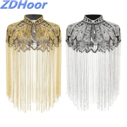 Sequins Beaded Evening Cape Women Fringed Shawl Wraps Flapper Dresses Art Decor for Wedding Party