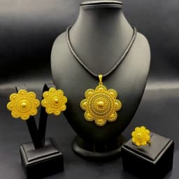 Dubai Indian African Black Rope Necklace Earrings Jewelry Set For Women 24K Gold Plated Nigeria Bridal Wedding Party Jewellery