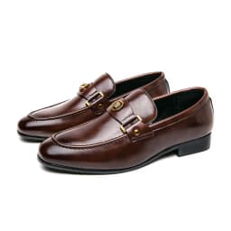Men Business Dress Casual Fashion Elegant Formal Shoes Slip-on Evening Dress Loafers Party Metal Buckle Wedding Leather Shoes