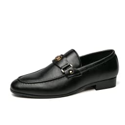Men Business Dress Casual Fashion Elegant Formal Shoes Slip-on Evening Dress Loafers Party Metal Buckle Wedding Leather Shoes
