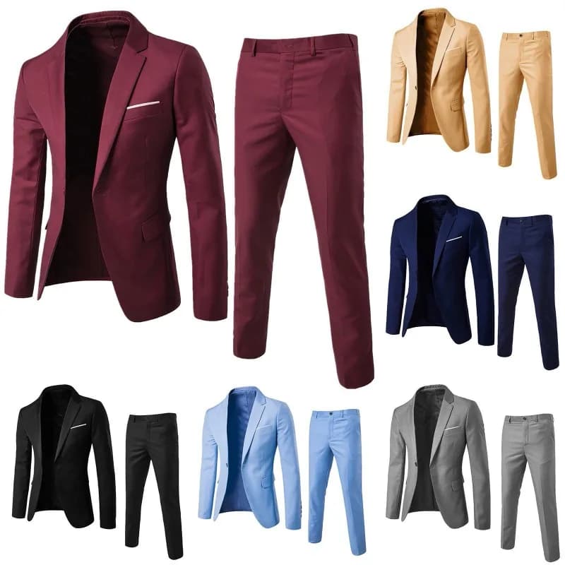 Mens Wedding Two Piece Suit Groom Best Man Slim Casual Dress