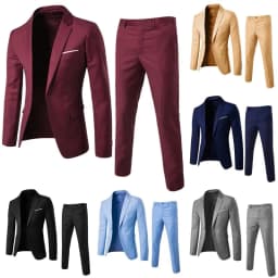 Mens Wedding Two Piece Suit Groom Best Man Slim Casual Dress
