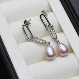 Freshwater Grey Pearl Drop Earrings For Women,Cute 925 Sterling Silver Pearl Earrings Wife Daughter Gift White