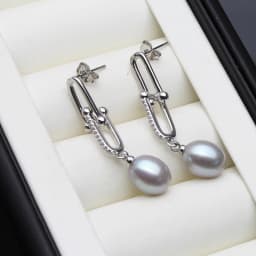Freshwater Grey Pearl Drop Earrings For Women,Cute 925 Sterling Silver Pearl Earrings Wife Daughter Gift White