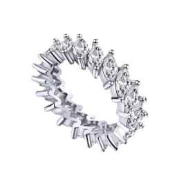Marquise Cut Moissanite Eternity Ring S925 Silver Hiphop Diamond Rings for Women men Wedding Fine Jewelry