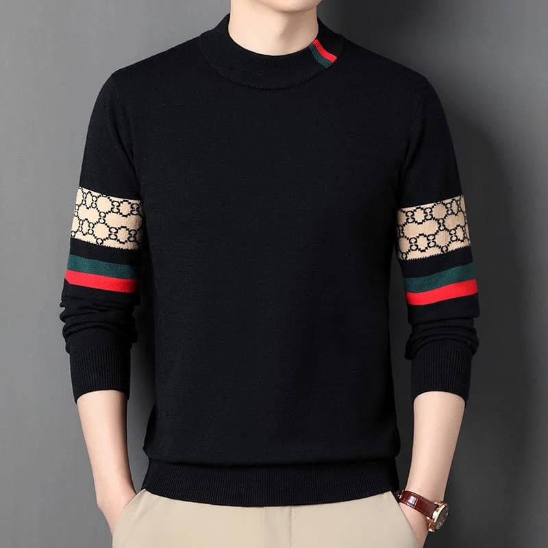 Fashion personality jacquard knitted sweater luxury brand designer new casual soft lightweight comfort men's round neck pullover