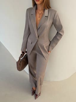 2026 Women's 2 Piece Business Suit, Elegant Lapel Collar Single Breasted Blazer + High Waist Wide Leg Pants Set, Formal Office W