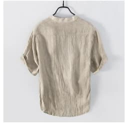 Summer Summer Vintage 100% Linen Short Sleeve T-Shirt for Men Breathable Thin Solid Color Slim Tops BL888