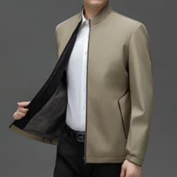 BROWON Brand Mens Daily Jacket Casual Solid Color Stand Collar Work Business Wear-resistant Autumn Jacket for Male Commuting