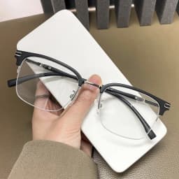 VICKY Men's Business Classic Half Frame Anti Blue Light Reading Glasses Myopia Hyperopia Customizable Prescription TR2242