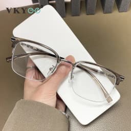 VICKY Men's Business Classic Half Frame Anti Blue Light Reading Glasses Myopia Hyperopia Customizable Prescription TR2242