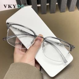 VICKY Men's Business Classic Half Frame Anti Blue Light Reading Glasses Myopia Hyperopia Customizable Prescription TR2242
