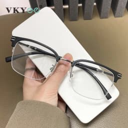 VICKY Men's Business Classic Half Frame Anti Blue Light Reading Glasses Myopia Hyperopia Customizable Prescription TR2242