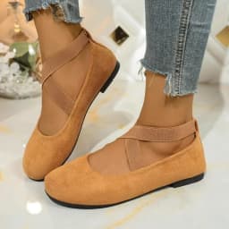 French Retro Red Suede Ballet Flats Women 2026 Spring Cross Strap Flat Heel Red Velvet Mary Jane Shoes Plus Size Woman's Loafers
