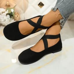 French Retro Red Suede Ballet Flats Women 2026 Spring Cross Strap Flat Heel Red Velvet Mary Jane Shoes Plus Size Woman's Loafers