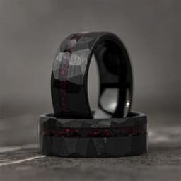 8MM Black Tungsten Carbide Rings for Man Fashion Jewelry Men's Wedding Bands Inlaid Red Opal Engagement Rings Fine Gifts Anillos