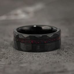 8MM Black Tungsten Carbide Rings for Man Fashion Jewelry Men's Wedding Bands Inlaid Red Opal Engagement Rings Fine Gifts Anillos