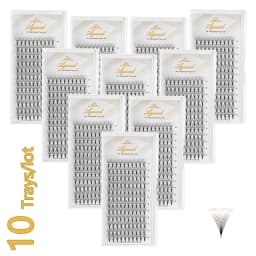AGUUD 10 Trays/Lot Korea Premade Russian Volume Lashes Super Fans Needle Pointy Stem Narrow Base Promade Fans Eyelash Extensions