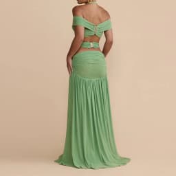 Elegant Sequin Floral Two Piece Set For Woman One Shoulder Crop Top + High Waist Cutout Mini Skirt Vacation Party Co-ord Set
