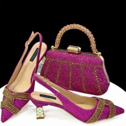 Venus Chan Black Hollow Design With Pointed Shoes And Fashion Three-Dimensional Bag Cozy Rhinestones Are Suitable For Parties