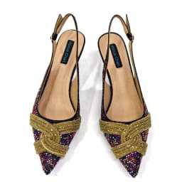 Venus Chan Black Hollow Design With Pointed Shoes And Fashion Three-Dimensional Bag Cozy Rhinestones Are Suitable For Parties