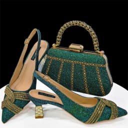 Venus Chan Black Hollow Design With Pointed Shoes And Fashion Three-Dimensional Bag Cozy Rhinestones Are Suitable For Parties