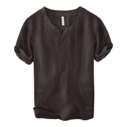 L998 100% Linen Premium T-shirts Men's Summer Fashion Chinese Style Vintage Solid Color Short Sleeve Tees Simple Breathable Tops