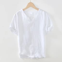 L998 100% Linen Premium T-shirts Men's Summer Fashion Chinese Style Vintage Solid Color Short Sleeve Tees Simple Breathable Tops