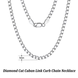 Rinntin 18K Gold Over 925 Sterling Silver 3mm/5mm Italian Diamond Cut Cuban Link Curb Chain Necklace for Women Men Jewelry SC60