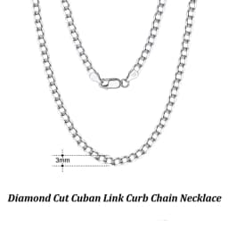 Rinntin 18K Gold Over 925 Sterling Silver 3mm/5mm Italian Diamond Cut Cuban Link Curb Chain Necklace for Women Men Jewelry SC60