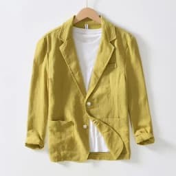 2025 Spring/Summer New Men's 100% Linen Suit Thin, Breathable and Comfortable Business and Leisure Small Suit Coat