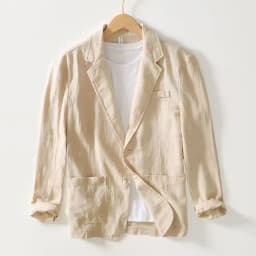 2025 Spring/Summer New Men's 100% Linen Suit Thin, Breathable and Comfortable Business and Leisure Small Suit Coat