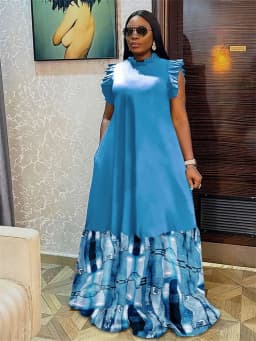 Wmstar Plus Size Dresses for Women Party Summer Clothes Patchwork Elegant Full Length Fashion Maxi Dress Wholesale Dropshipping