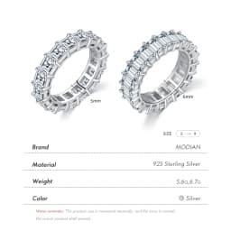 MODIAN Solid 925 Sterling Silver Exquisite Luxury Emerald Cut High Grade Zirconia Ring For Women Wedding Engagement Fine Jewelry