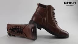BHKH Men's Boots Winter Fashion Botines Zip Lace-Up Ankle Boots Vintage Business Dress Shoes Leather Casual Shoes for Men