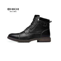 BHKH Men's Boots Winter Fashion Botines Zip Lace-Up Ankle Boots Vintage Business Dress Shoes Leather Casual Shoes for Men