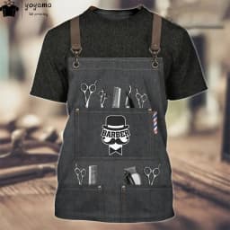 Fashion T-Shirt for Men's Shirt 3D Print Custom Short Sleeve Tops Barber Work Clothes Oversized Tee Shirt Men's Barber Clothes
