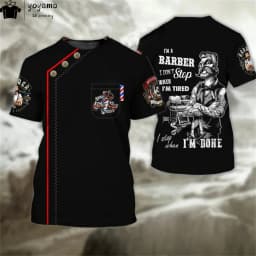 Fashion T-Shirt for Men's Shirt 3D Print Custom Short Sleeve Tops Barber Work Clothes Oversized Tee Shirt Men's Barber Clothes