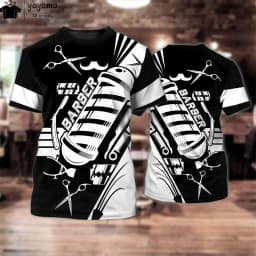 Fashion T-Shirt for Men's Shirt 3D Print Custom Short Sleeve Tops Barber Work Clothes Oversized Tee Shirt Men's Barber Clothes