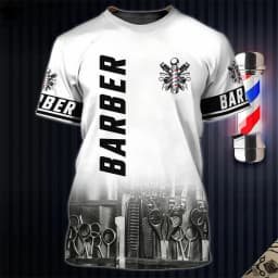 Fashion T-Shirt for Men's Shirt 3D Print Custom Short Sleeve Tops Barber Work Clothes Oversized Tee Shirt Men's Barber Clothes