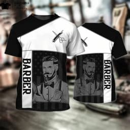 Fashion T-Shirt for Men's Shirt 3D Print Custom Short Sleeve Tops Barber Work Clothes Oversized Tee Shirt Men's Barber Clothes