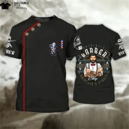 Fashion T-Shirt for Men's Shirt 3D Print Custom Short Sleeve Tops Barber Work Clothes Oversized Tee Shirt Men's Barber Clothes